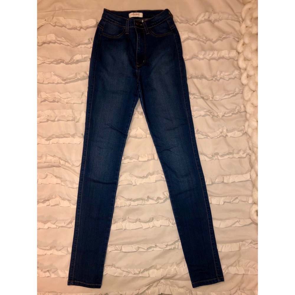 Vibrant High Waist Skinny Jeans (Dark Wash)